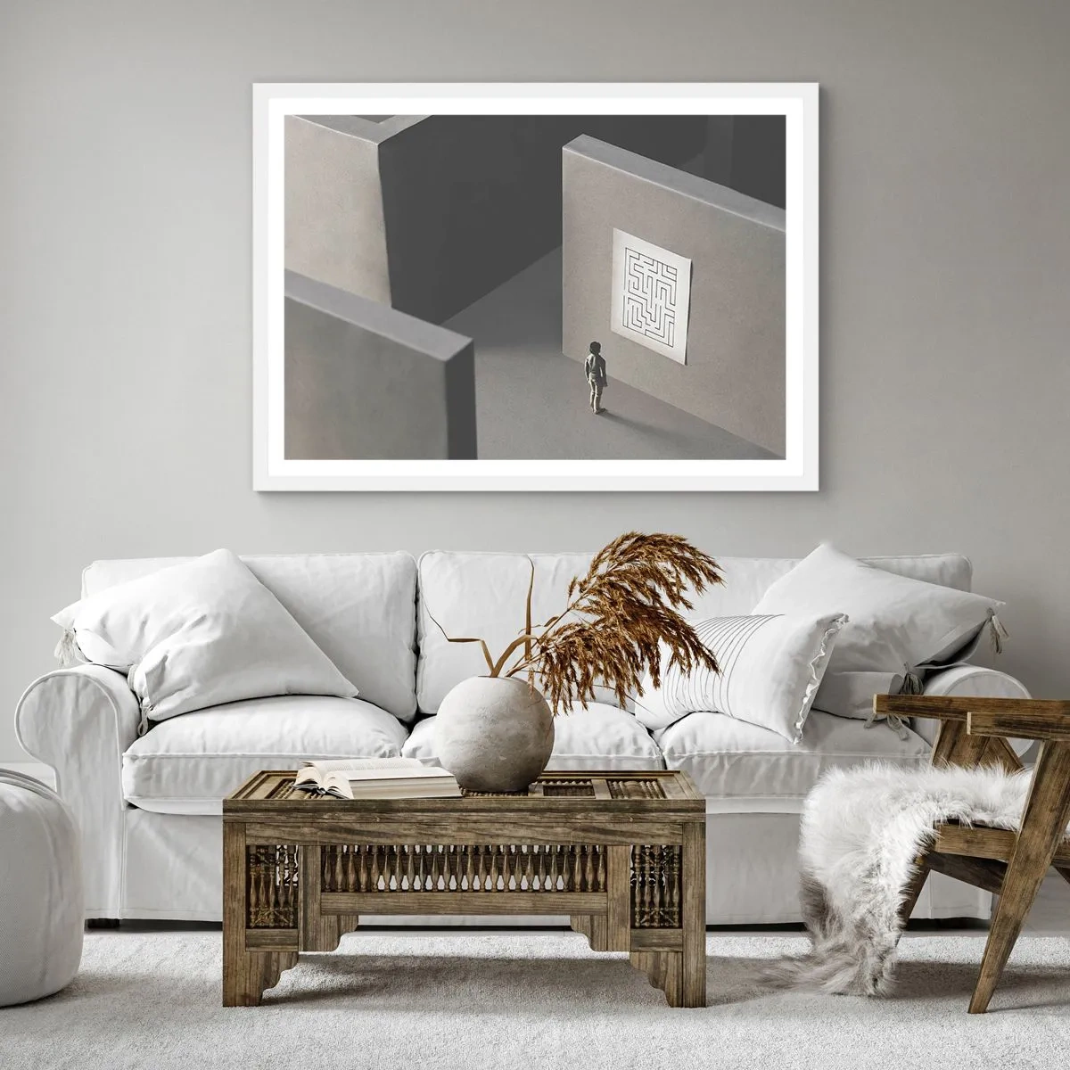 Plakat i hvid ramme - Men hvor er jeg? - 30x30 cm