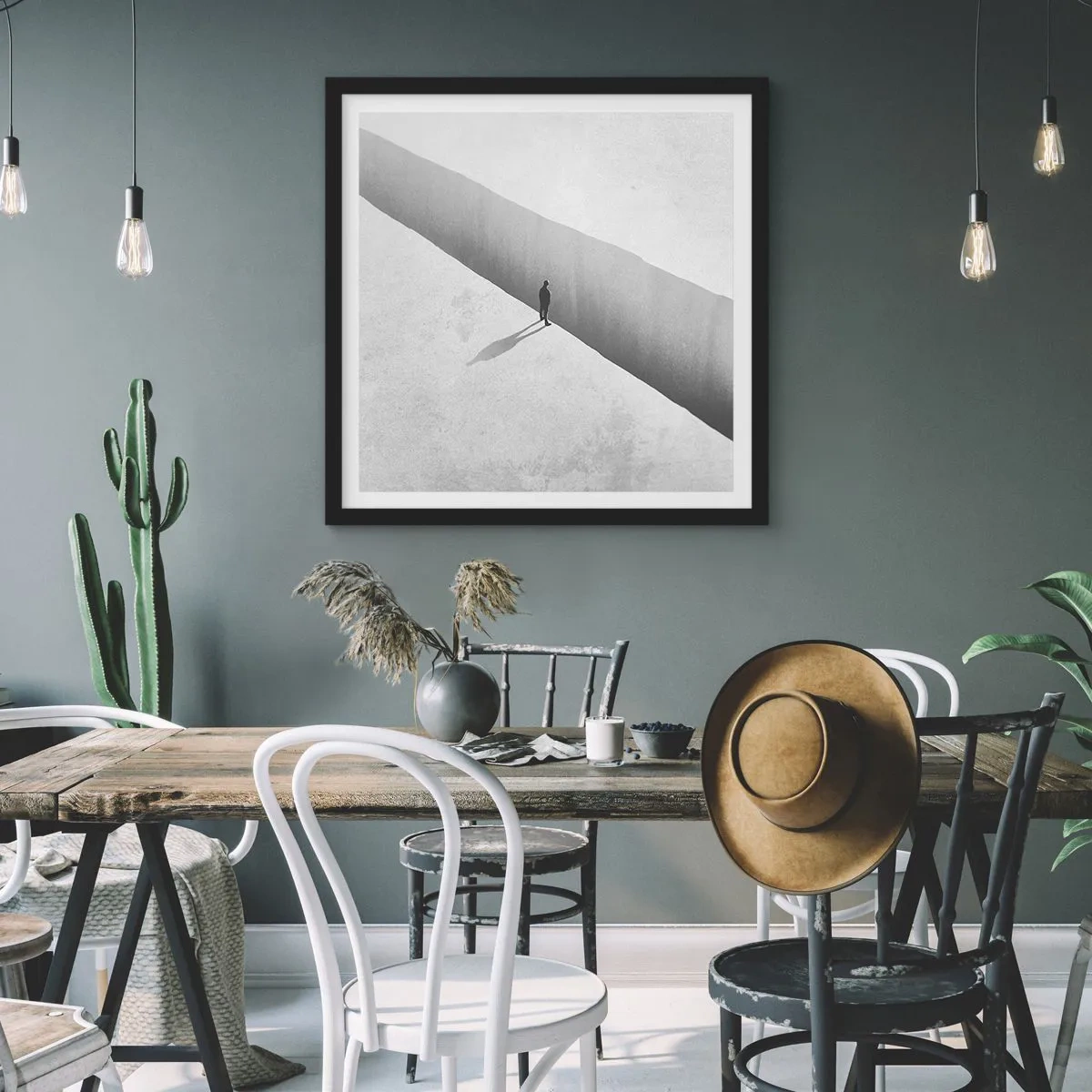 Plakat i sort ramme - Lys destination - 30x30 cm