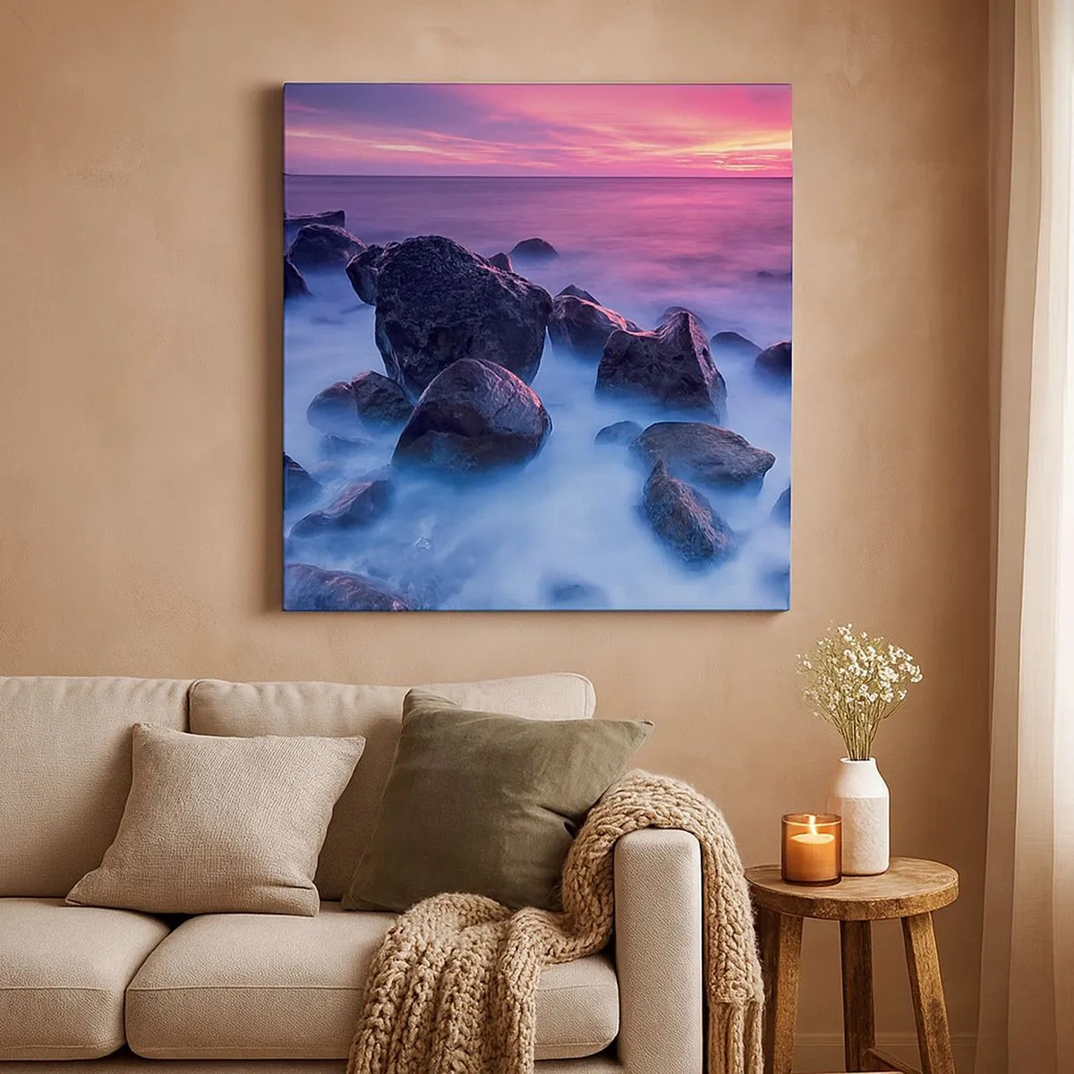 Lærredstryk - Billede på lærred - Fødsel i glimmer og tåge - 30x30 cm