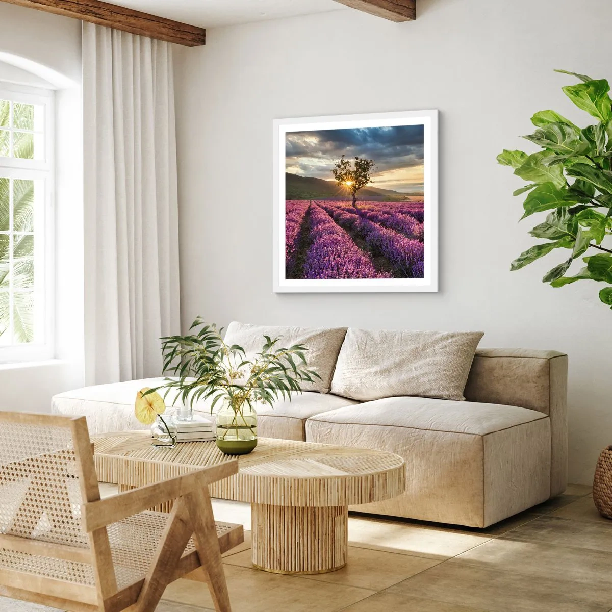 Plakat i hvid ramme - Lilla aroma - 40x40 cm