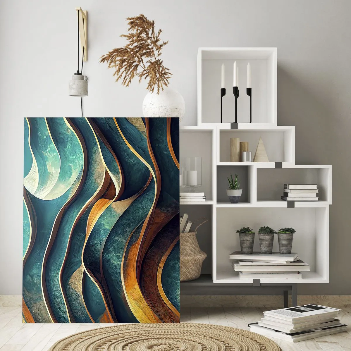 Billede på glas - Slyngninger af blåt - 50x70 cm
