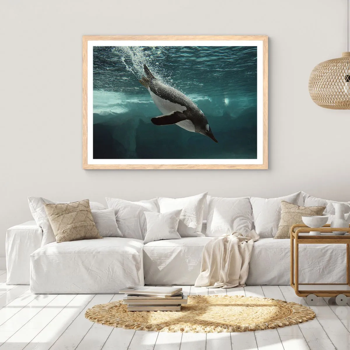 Plakat i ramme af lyst egetræ - Velkommen til min verden - 50x40 cm