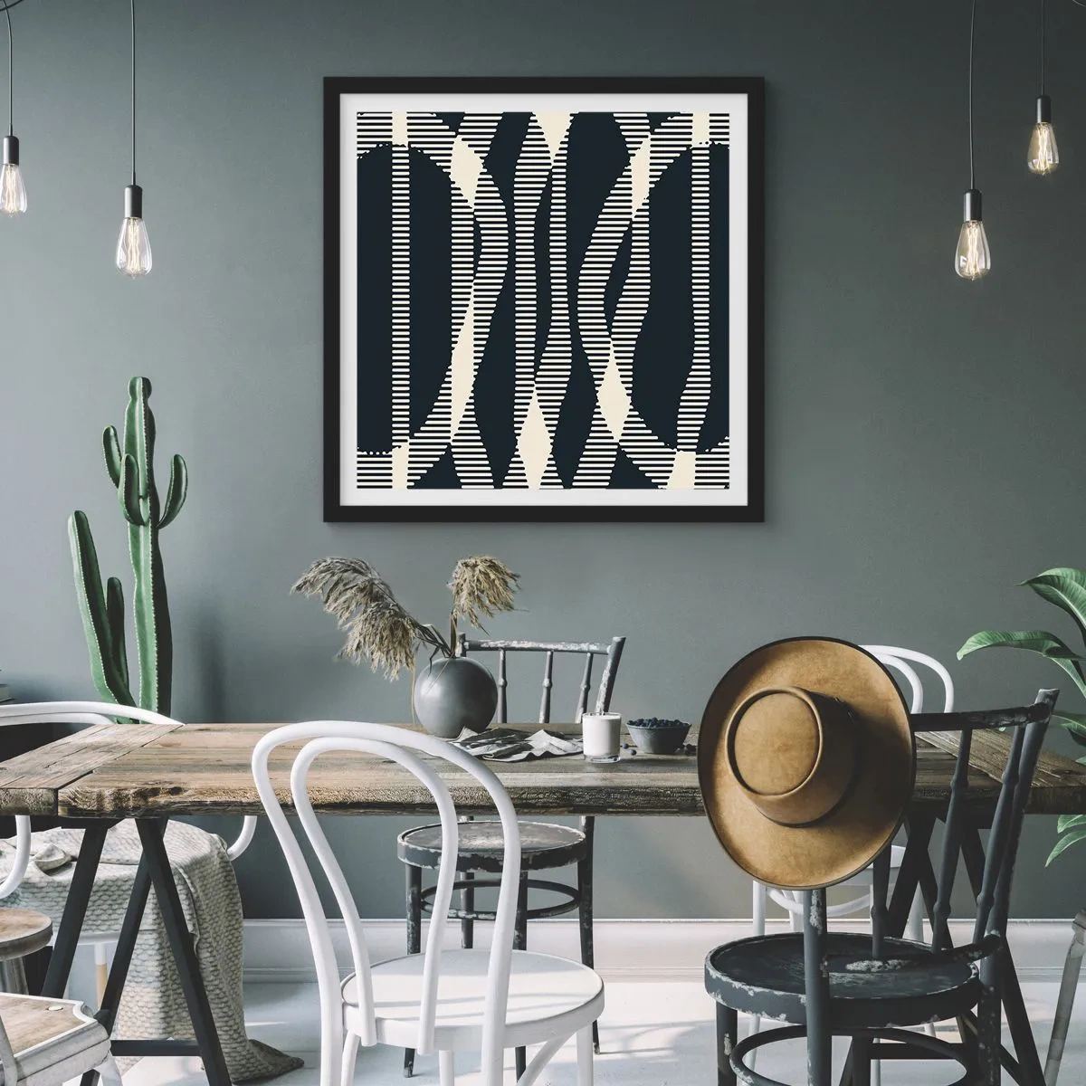 Plakat i sort ramme - Forsøg på at bryde igennem mørket - 40x40 cm