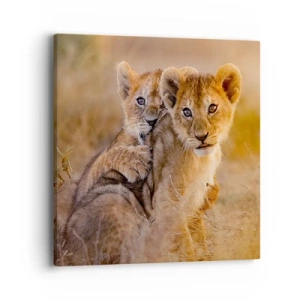 Lærredstryk - Billede på lærred - Forstyr ikke! Vi har det sjovt - 40x40 cm