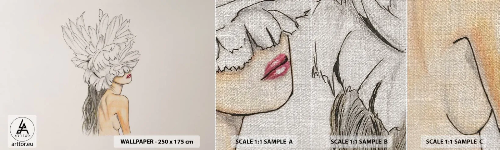 Prøve Fototapet Premium Canvas - Skønhed kronet - Abstraktion, Kvinde, Legeme - 100x30 cm