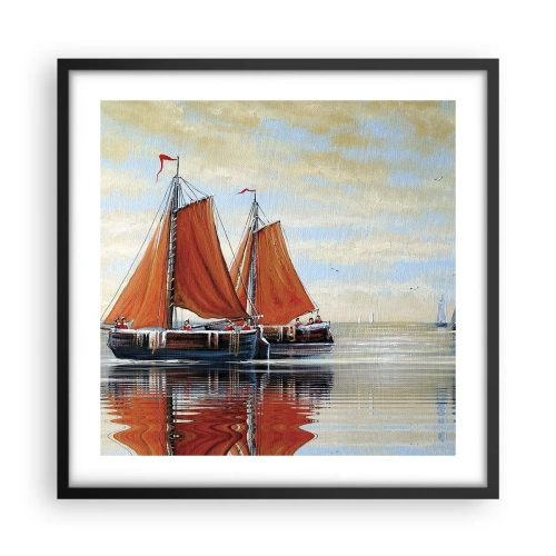 Plakat i sort ramme - Hey, sejl, sømand.... - 50x50 cm