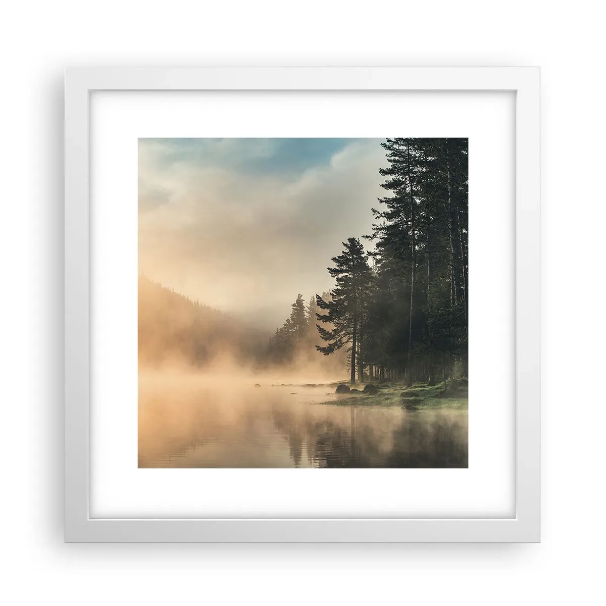 Plakat i hvid ramme - En dags fødsel - 30x30 cm