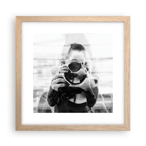 Plakat i ramme af lyst egetræ - Skaber og materiale - 30x30 cm