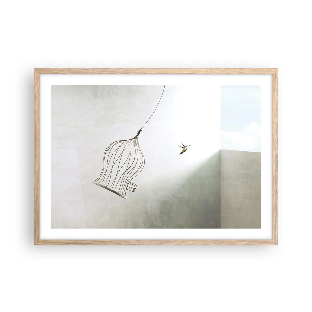 Plakat i ramme af lyst egetræ - I sit elementet - 70x50 cm