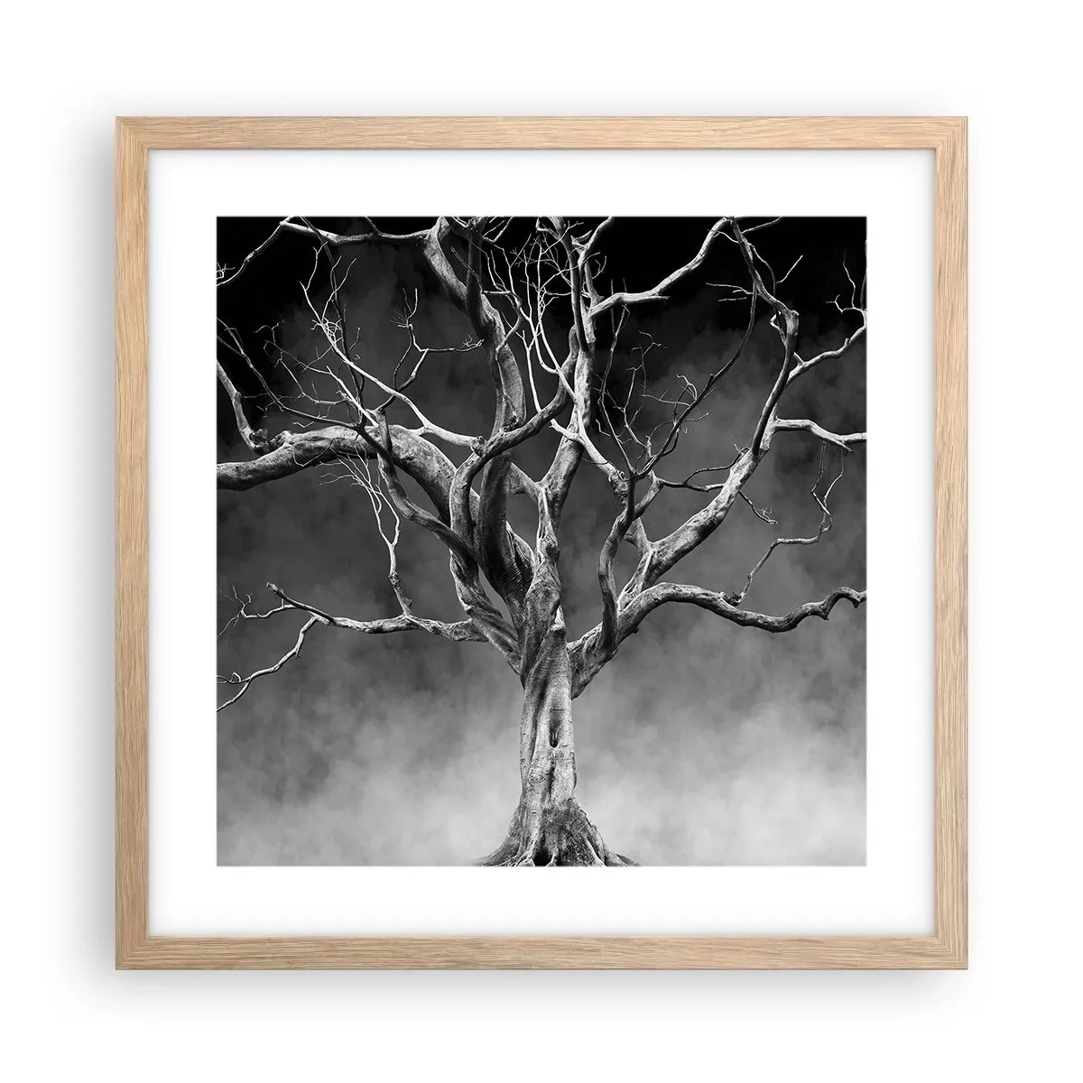 Plakat i ramme af lyst egetræ - Primær og hellig - 40x40 cm