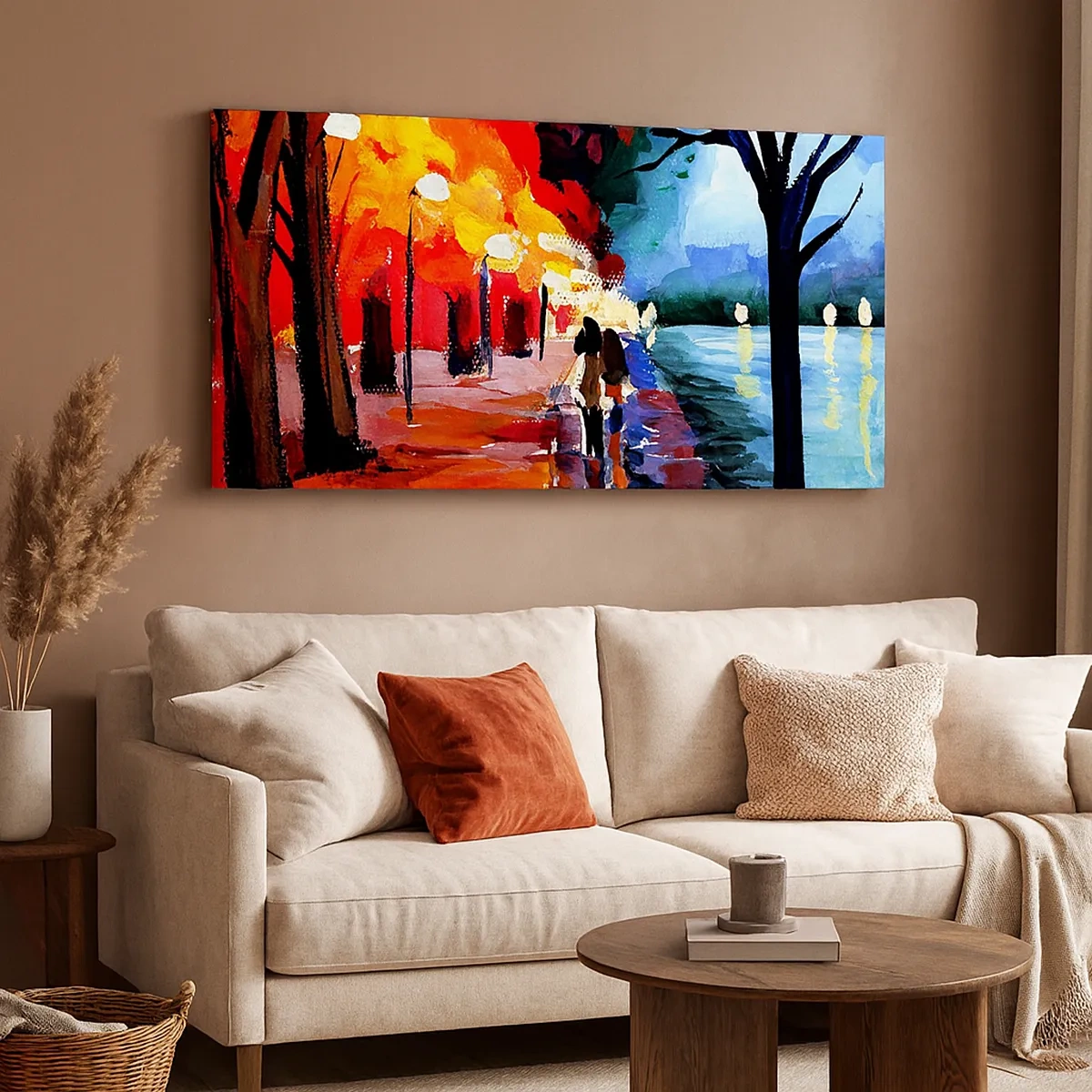 Lærredstryk - Billede på lærred - Flammende efterår i parken - 30x30 cm