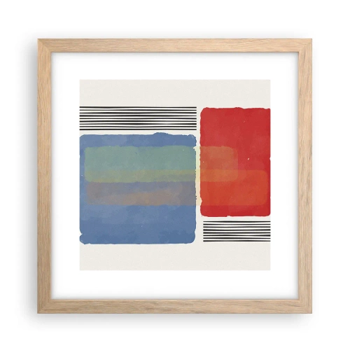 Plakat i ramme af lyst egetræ - Geometriens ånd og bogstav - 30x30 cm