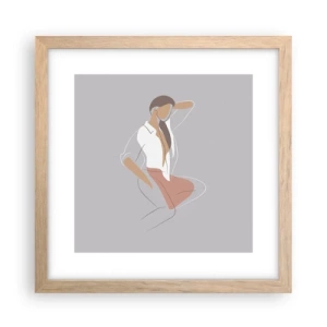 Plakat i ramme af lyst egetræ - Omrids af nåde - 30x30 cm