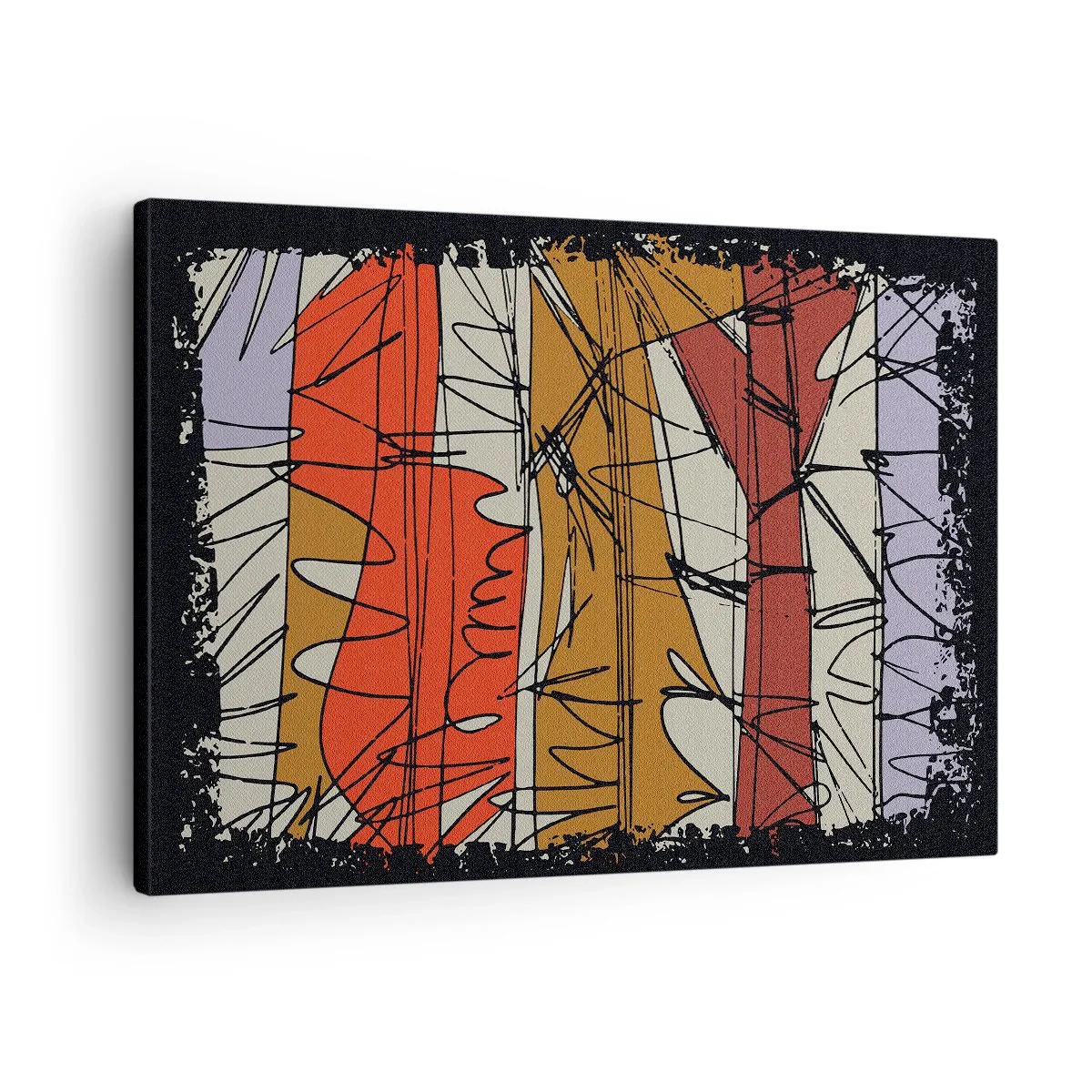 Lærredstryk - Billede på lærred - Abstrakt komposition i intense farver - 70x50cm - Spontan komposition - Moderne vægdekoration til stue og soveværelse ARTTOR