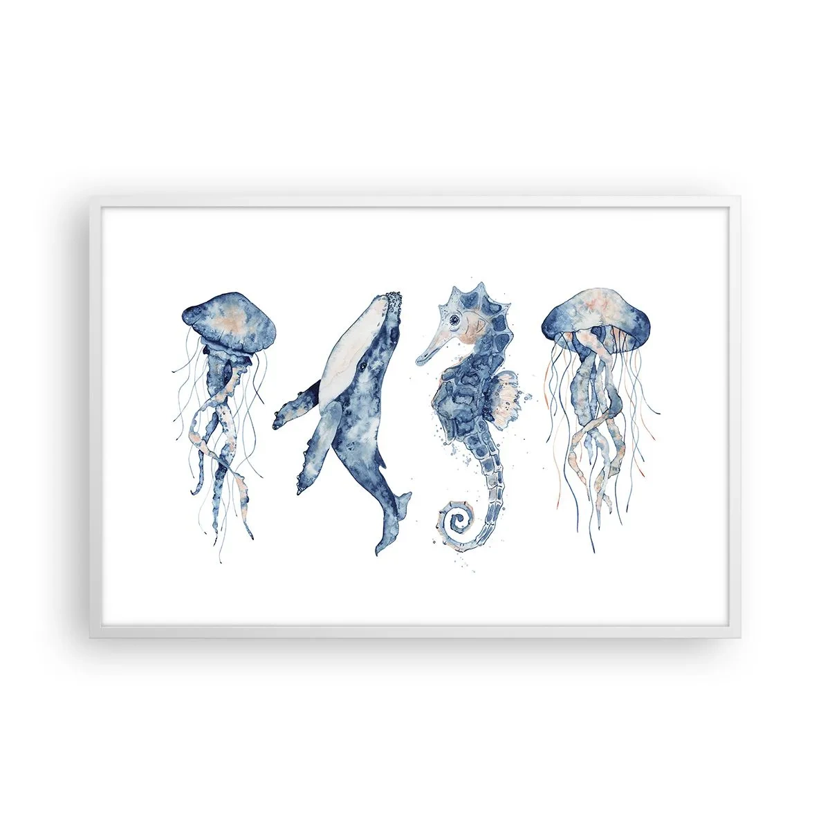 Plakat i hvid ramme - Havets vidundere - 91x61 cm