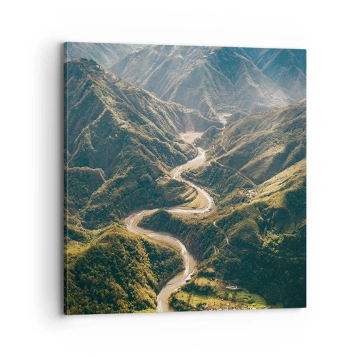 Lærredstryk - Billede på lærred - Direkte fra hjertet af bjergene - 70x70 cm