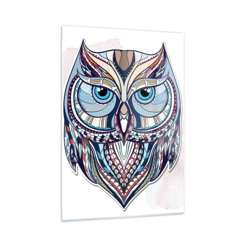 Billede på glas - Kunstnerisk ornamental ugle - 50x70 cm