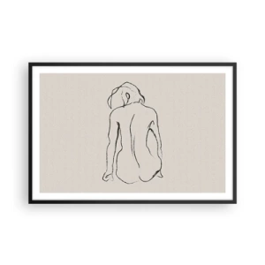 Plakat i sort ramme - Nøgen pige - 91x61 cm