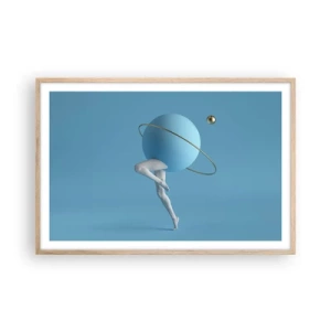 Plakat i ramme af lyst egetræ - Og planeterne går amok - 91x61 cm