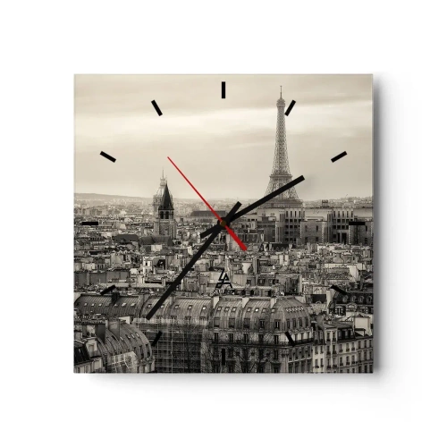 Vægur, Uret - Over Paris' hustage - 30x30 cm