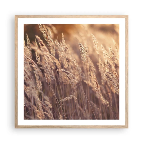 Plakat i ramme af lyst egetræ - Klar til at byde efteråret velkommen - 60x60 cm