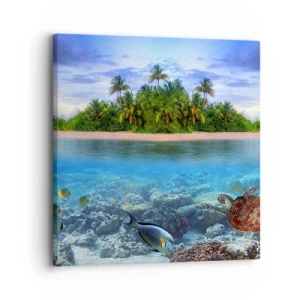 Lærredstryk - Billede på lærred - Den himmelske ø inviterer dig - 30x30 cm