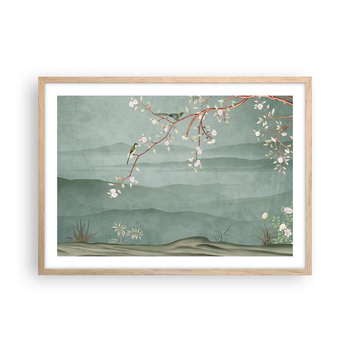 Plakat i ramme af lyst egetræ - Forår, ah, det er dig - 70x50 cm