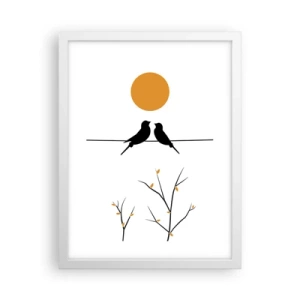 Plakat i hvid ramme - Nattergal - 30x40 cm