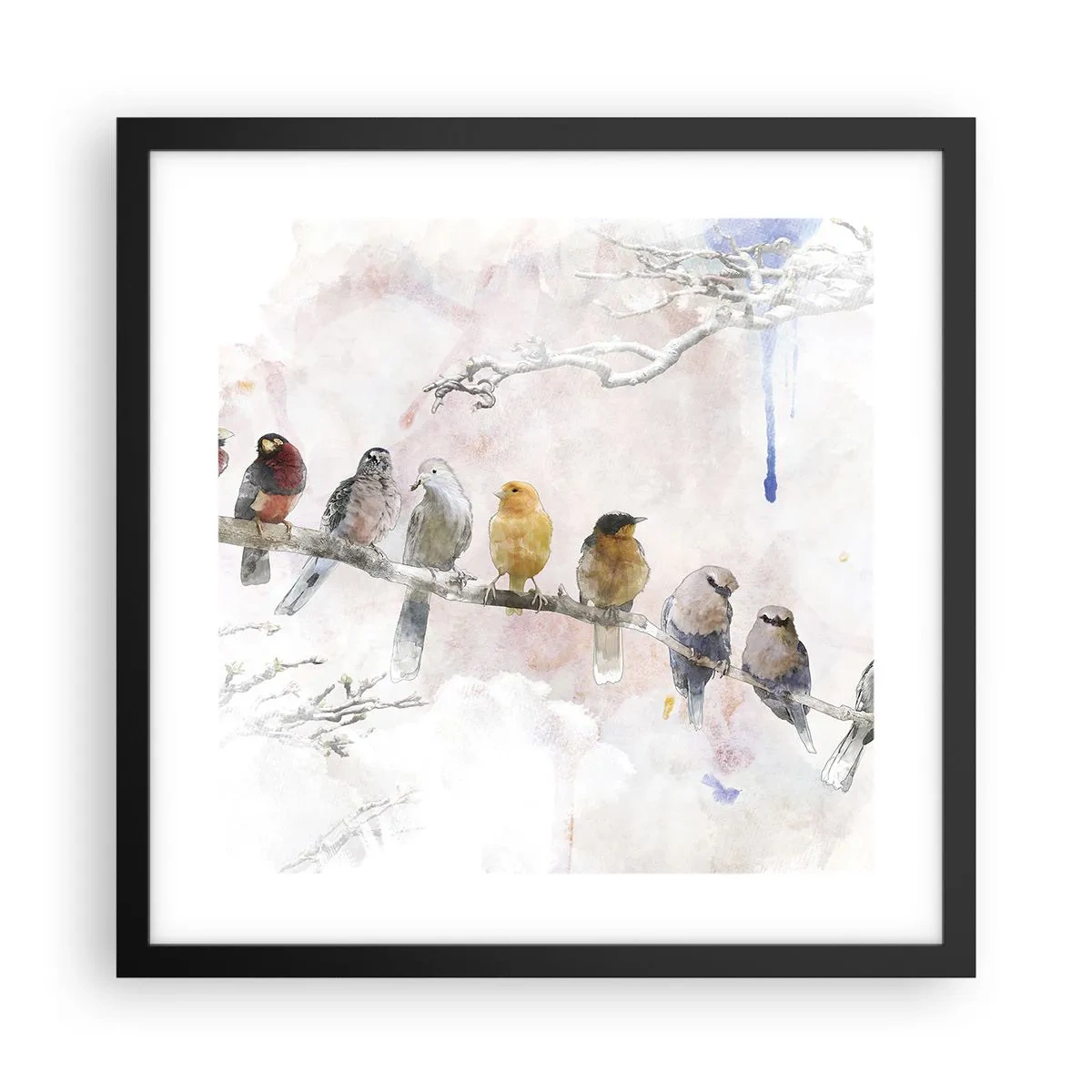 Plakat i sort ramme - Møde med vinger - 40x40 cm