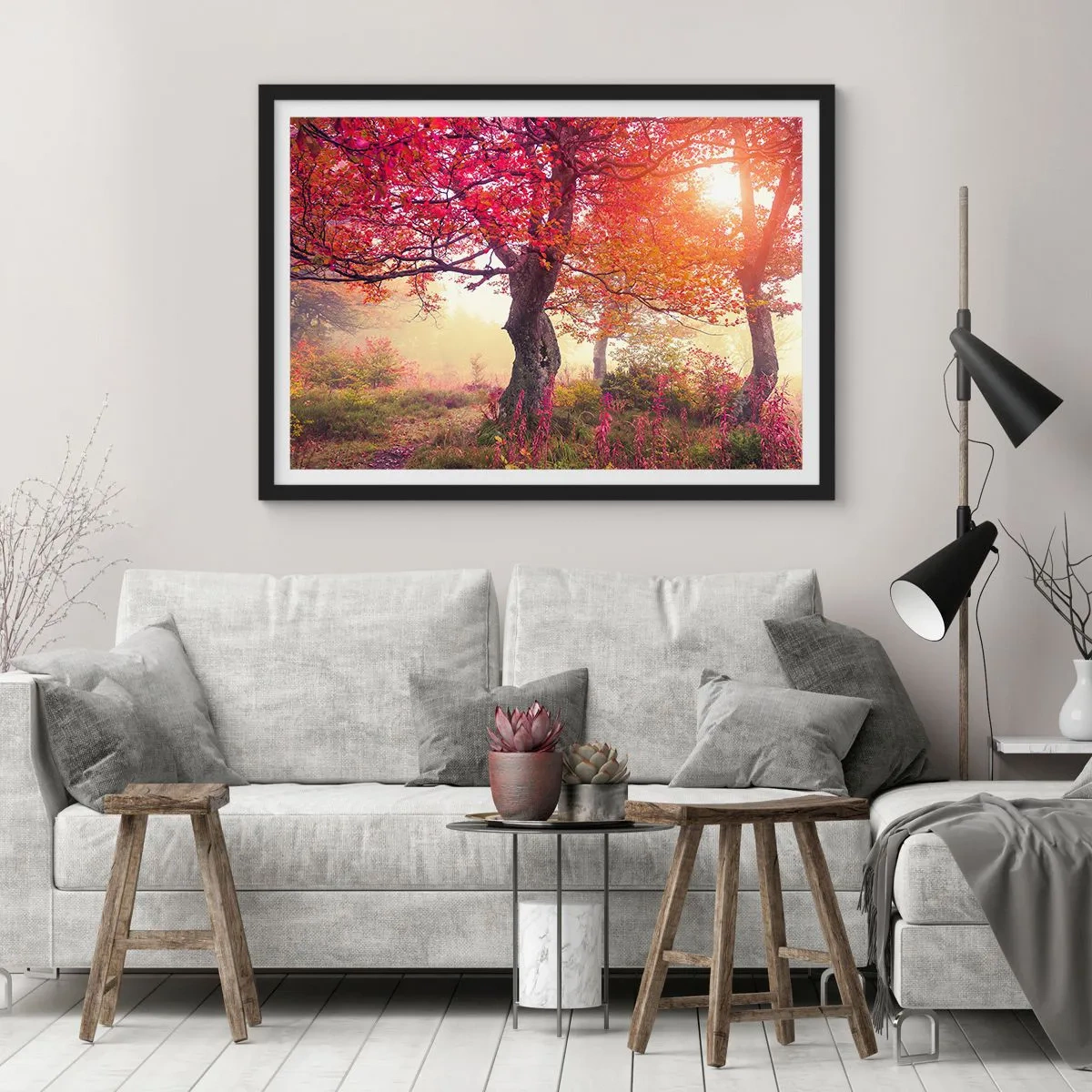 Plakat i sort ramme - Et væld af blomstring - 70x50 cm