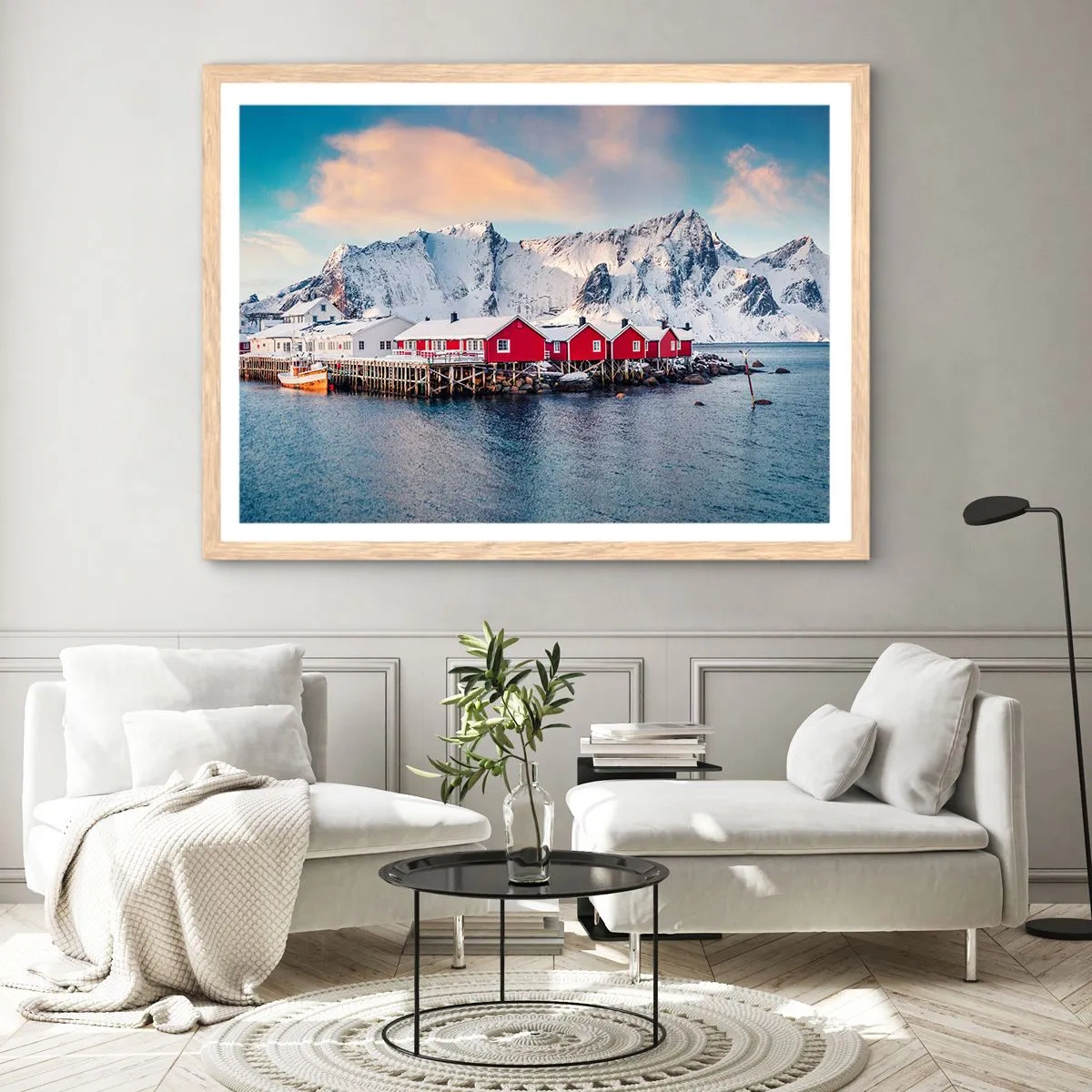 Plakat i ramme af lyst egetræ - Nordlig tilbagetrækning - 100x70 cm