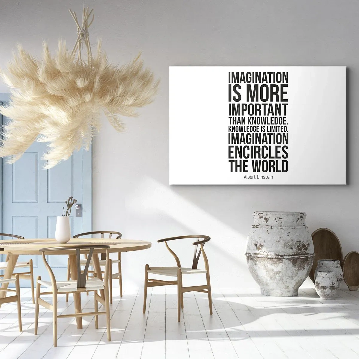Lærredstryk - Billede på lærred - Einstein om fantasiens kraft - 100x70 cm