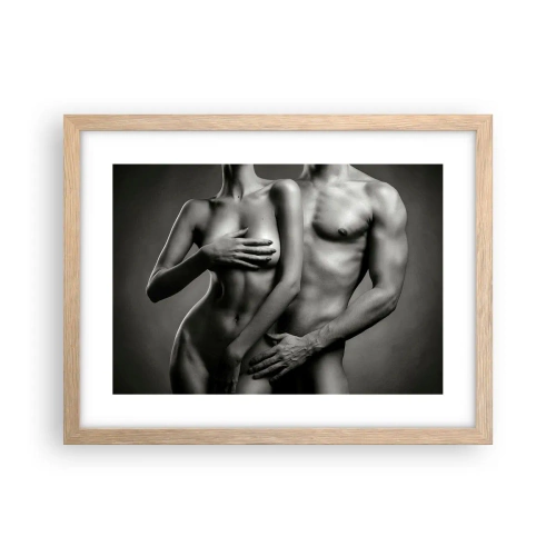 Plakat i ramme af lyst egetræ - Adam og Eva - 40x30 cm