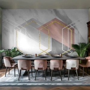 Fototapet Standard Eco - Kædesammensætning - Abstraktion, Stykke, Sekskant - 250x175 cm