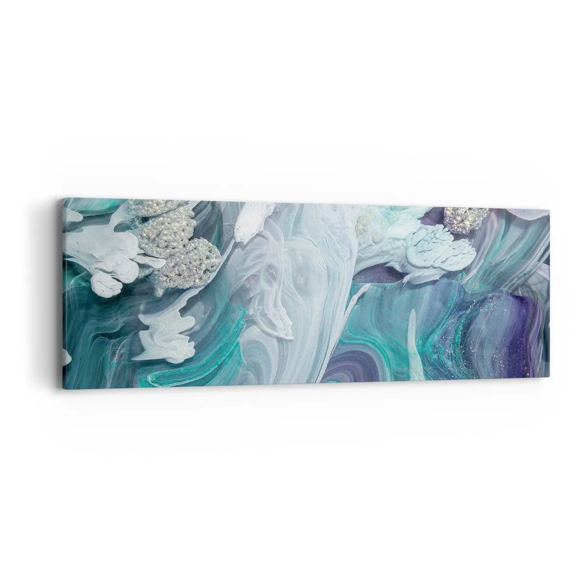 Lærredstryk - Billede på lærred - Strømme af blå - 90x30 cm