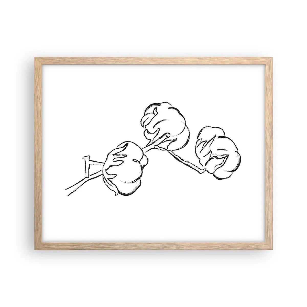 Plakat i ramme af lyst egetræ - Bomuld ned - 50x40 cm