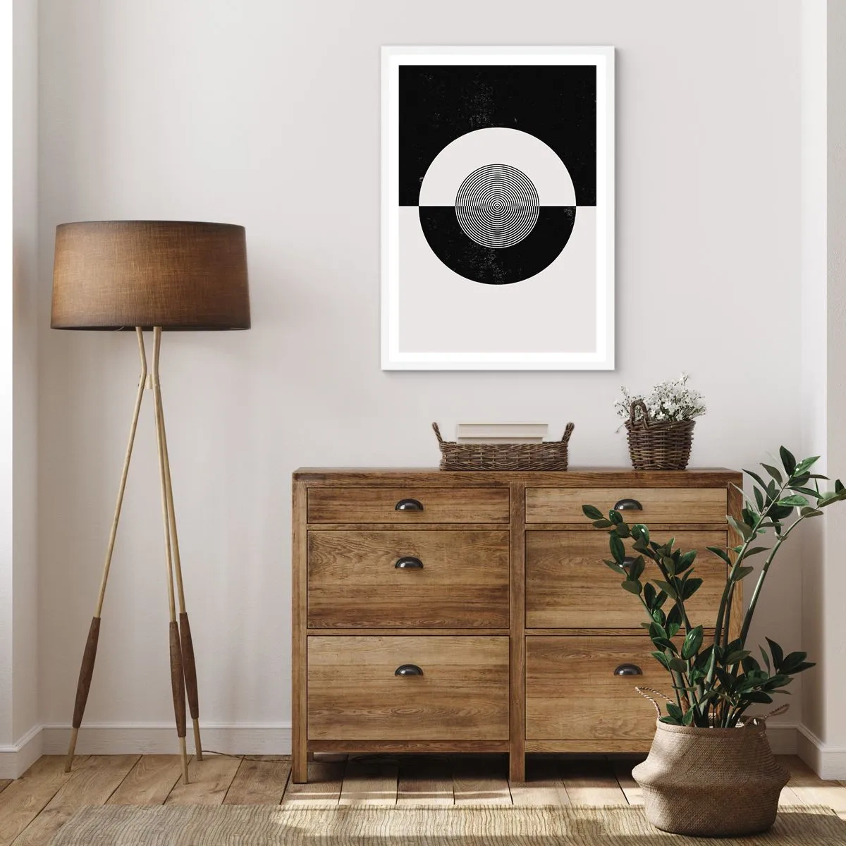 Plakat i hvid ramme - Harmoni i sort og hvidt - 70x100 cm