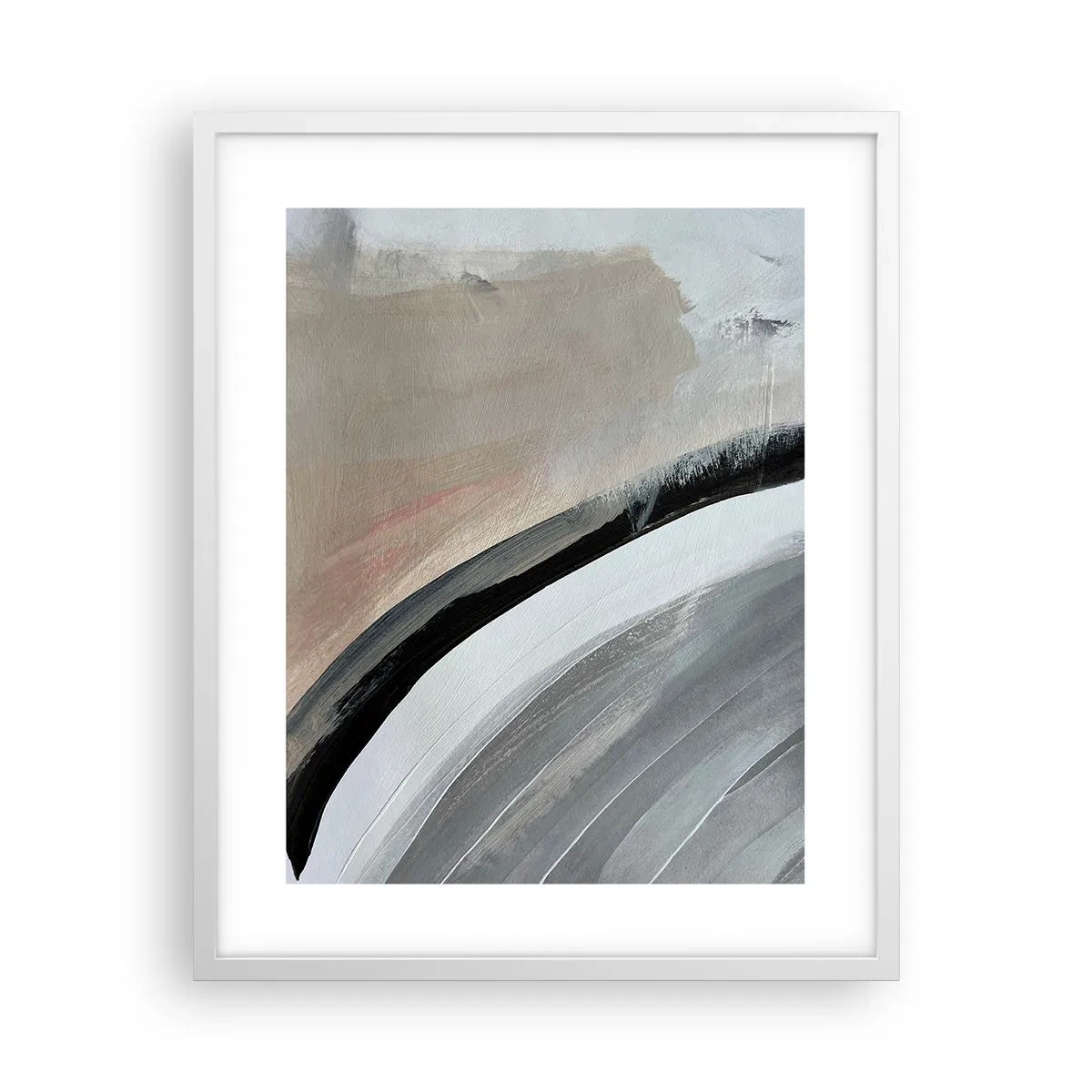 Plakat i hvid ramme - Komposition: en bue af sort og gråt - 40x50 cm