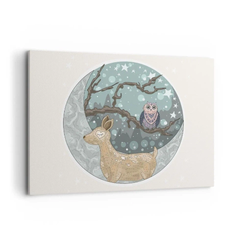Lærredstryk - Billede på lærred - En eventyrlig skovnat - 100x70 cm