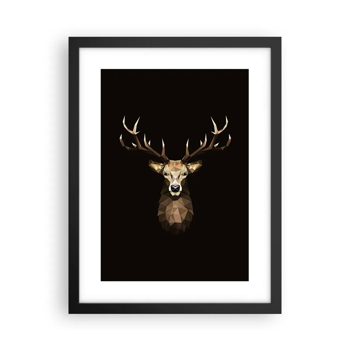Plakat i sort ramme - Kubistisk hjort - 30x40 cm