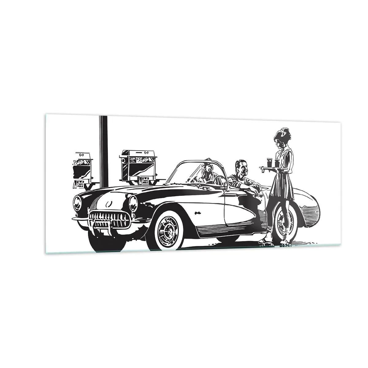 Billede på glas - 60. - det ubekymrede Amerika - 100x40 cm