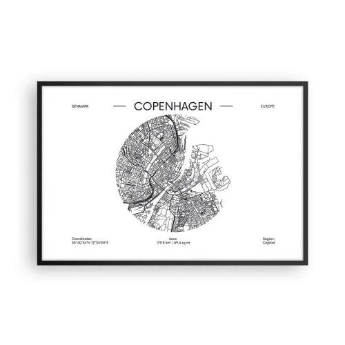 Plakat i sort ramme - Københavns anatomi - 91x61 cm