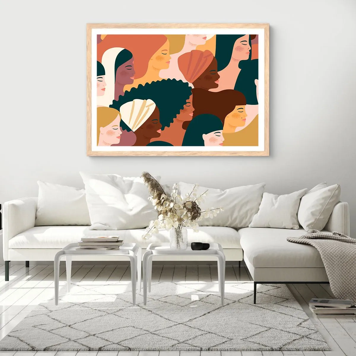 Plakat i ramme af lyst egetræ - Kun kvindelighed - 50x40 cm