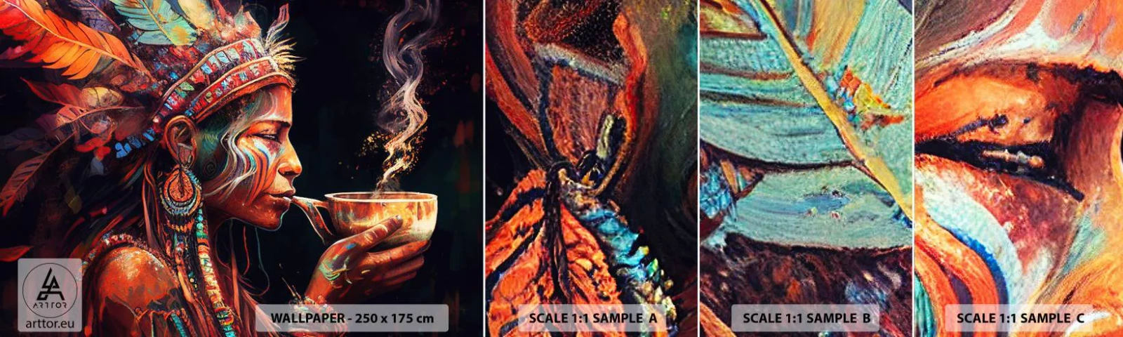 Fototapet Prøve Standard Eco - Et magisk ritual - Shaman, indisk, Ayahuasca - 100x30 cm