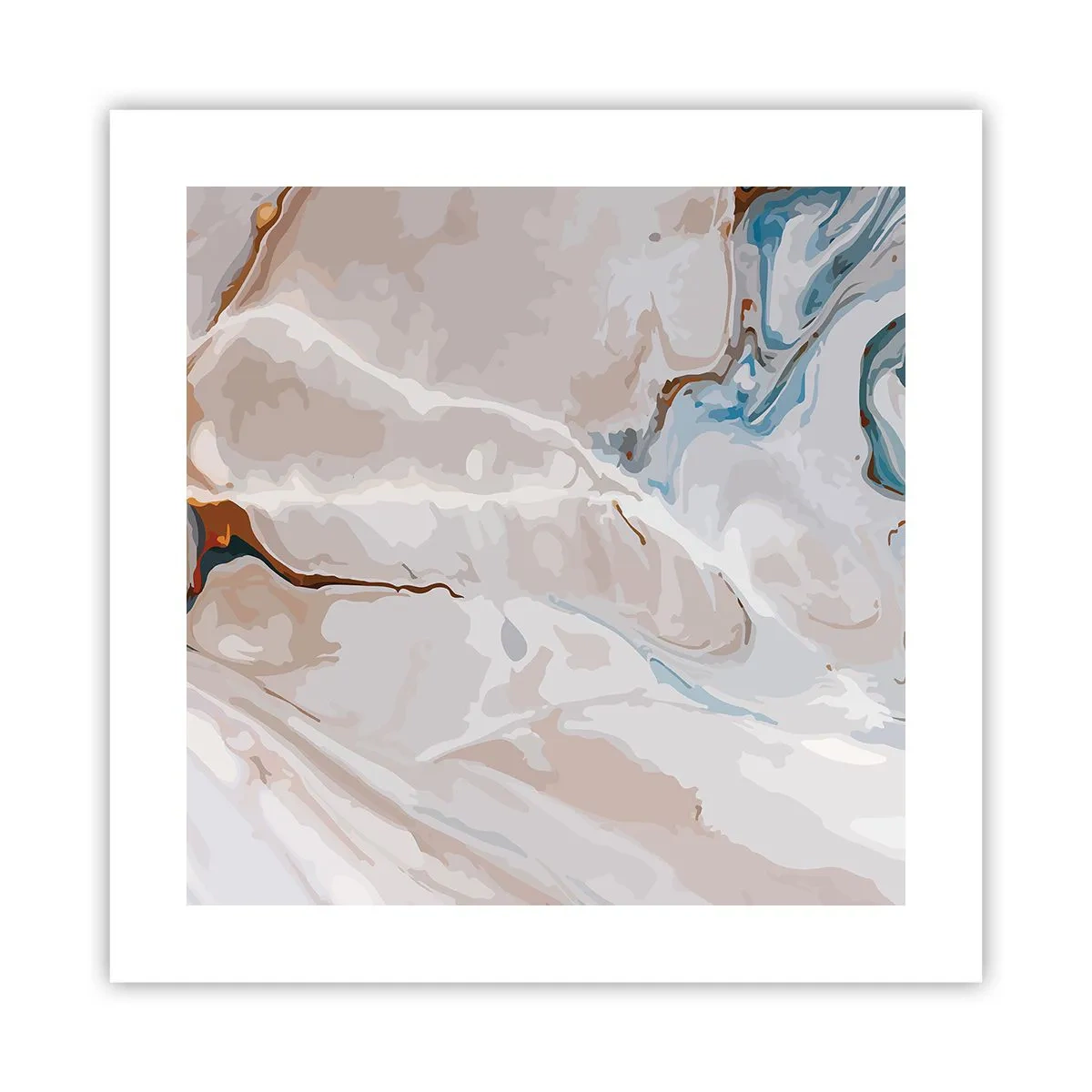 Plakat - Blå slynger sig under det hvide - 40x40 cm