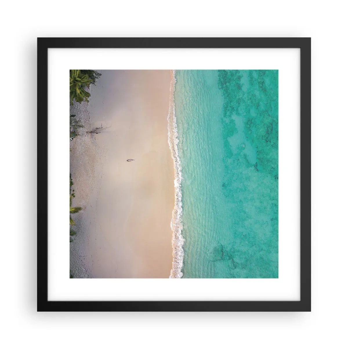 Plakat i sort ramme - Paradis strand - 40x40 cm
