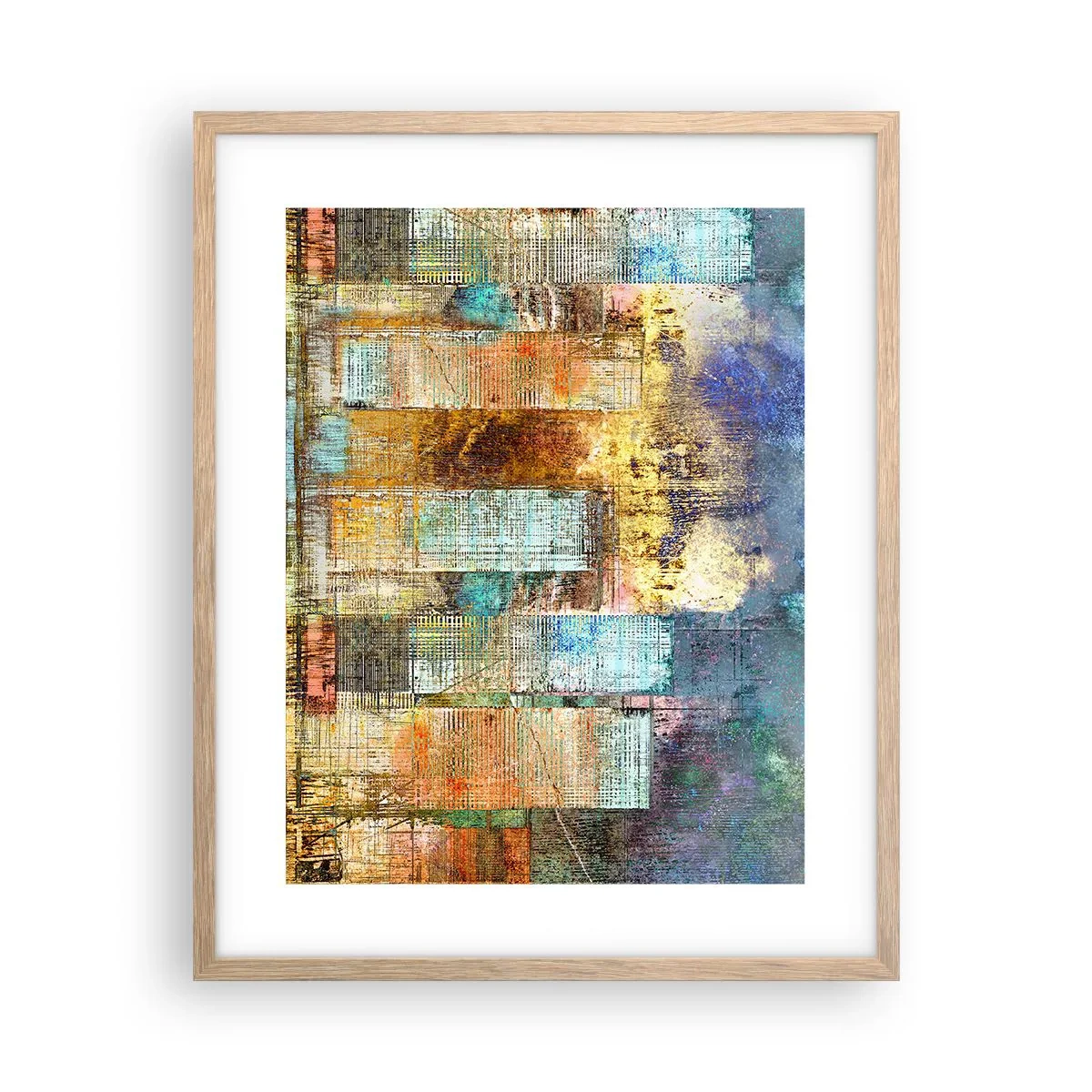 Plakat i ramme af lyst egetræ - Solrig metropol - 40x50 cm