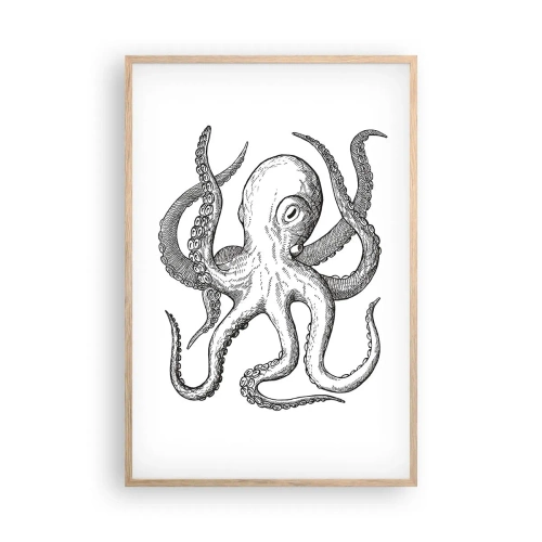 Plakat i ramme af lyst egetræ - Dans med bølger - 61x91 cm