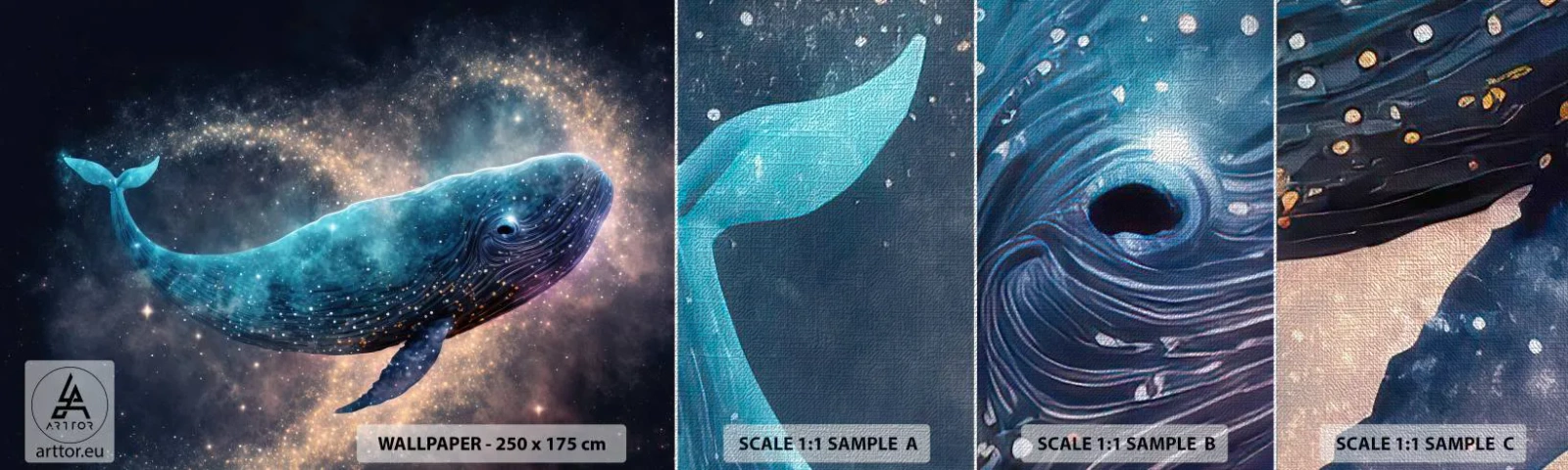 Prøve Fototapet Premium Canvas - Der findes en verden... - Hval, Magi, Fantastisk - 100x30 cm