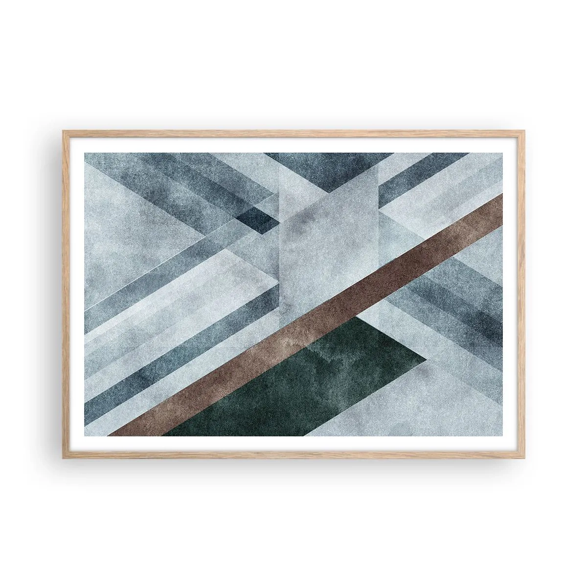 Plakat i ramme af lyst egetræ - Sofistikeret elegance i geometri - 100x70 cm